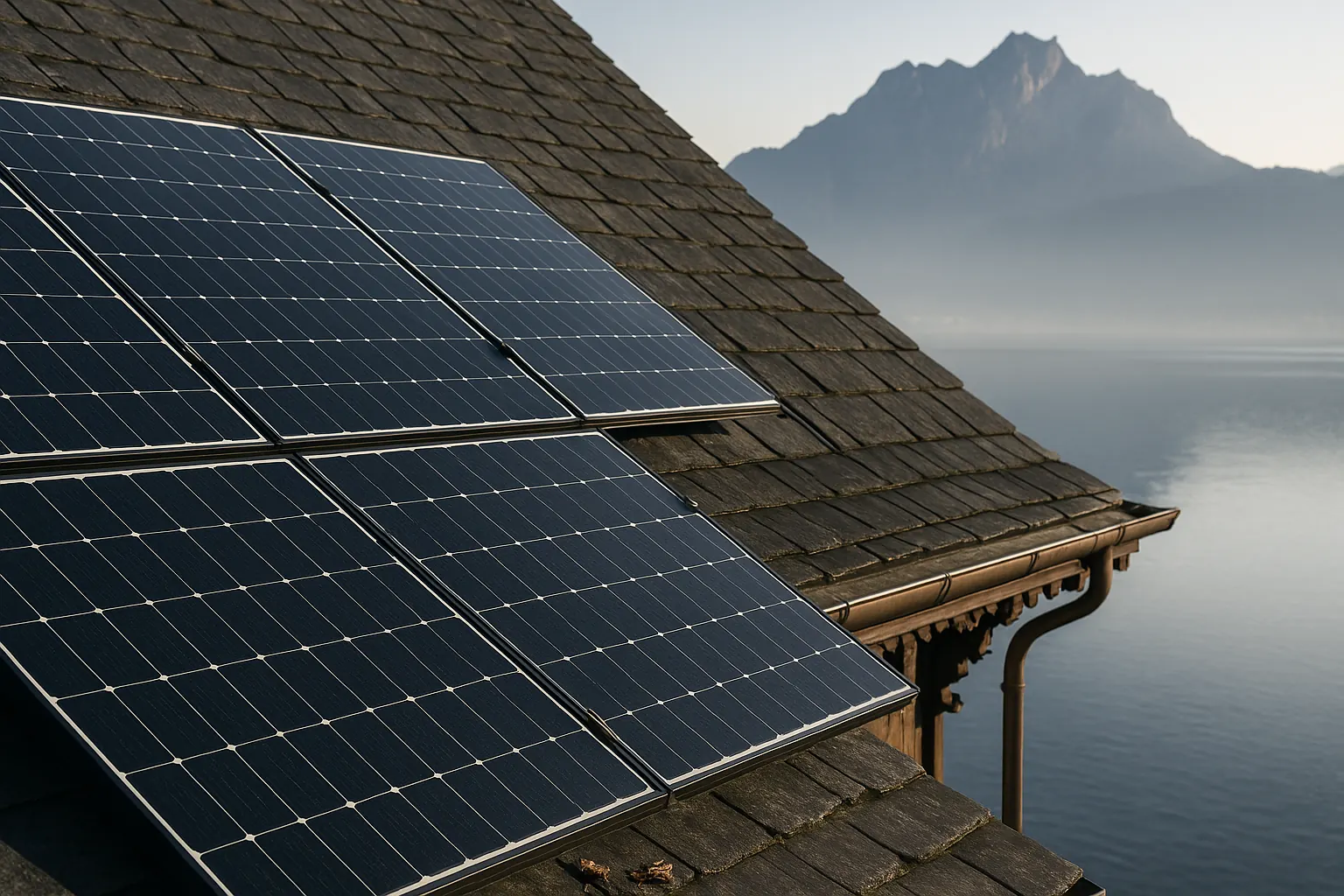 Solaranlage auf einem typischen Dach in Luzern