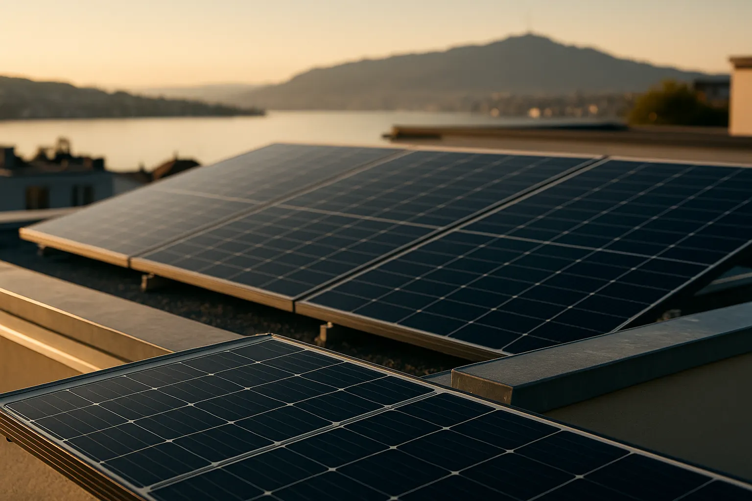 Solaranlage auf einem typischen Dach in Zürich