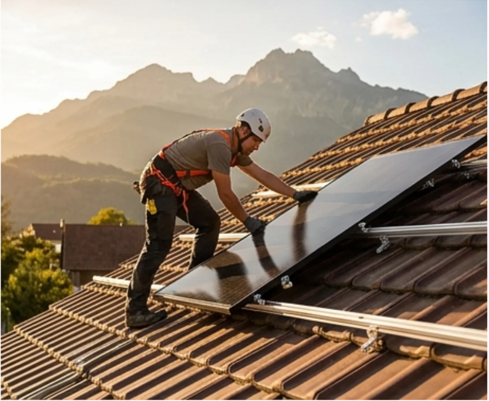 Solaranlage auf einem Schweizer Dach in Freiburg