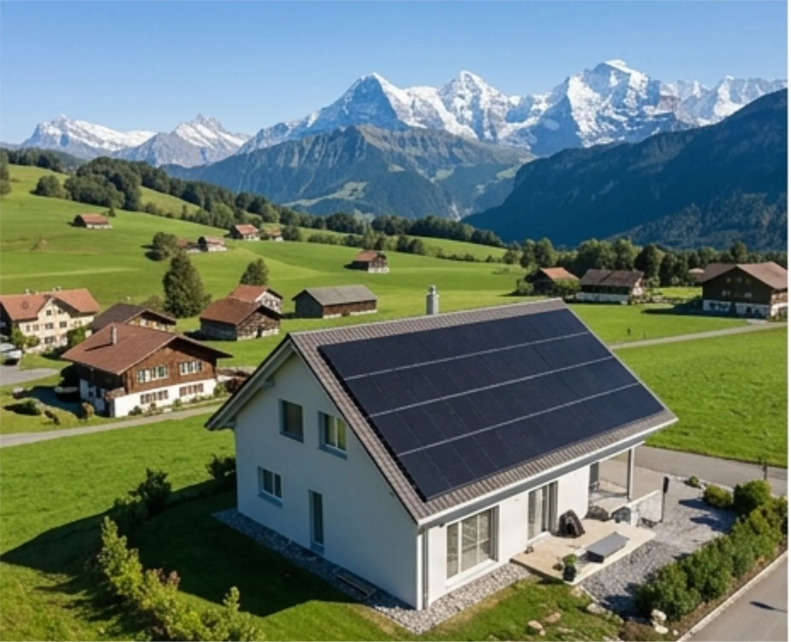 Solaranlage auf einem Schweizer Dach in Biel